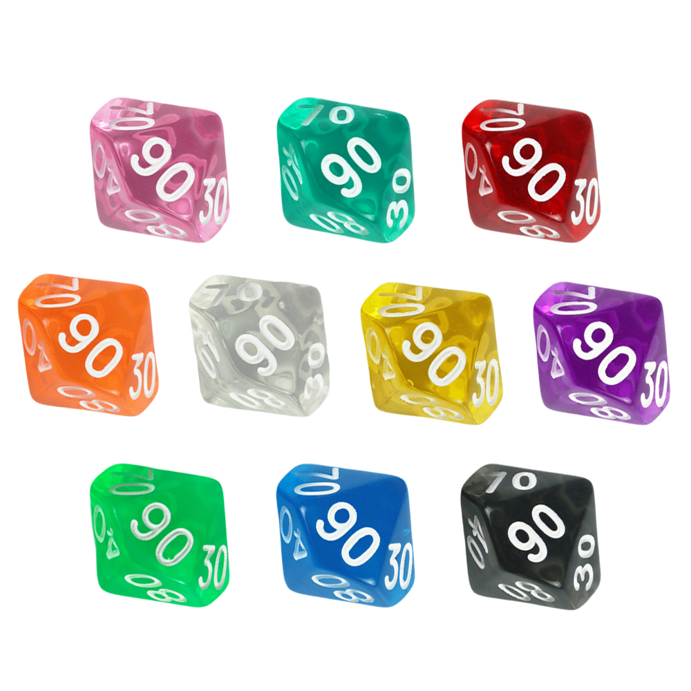 Board Game Digital - Set di Dadi D10 (00-90) Trasparenti