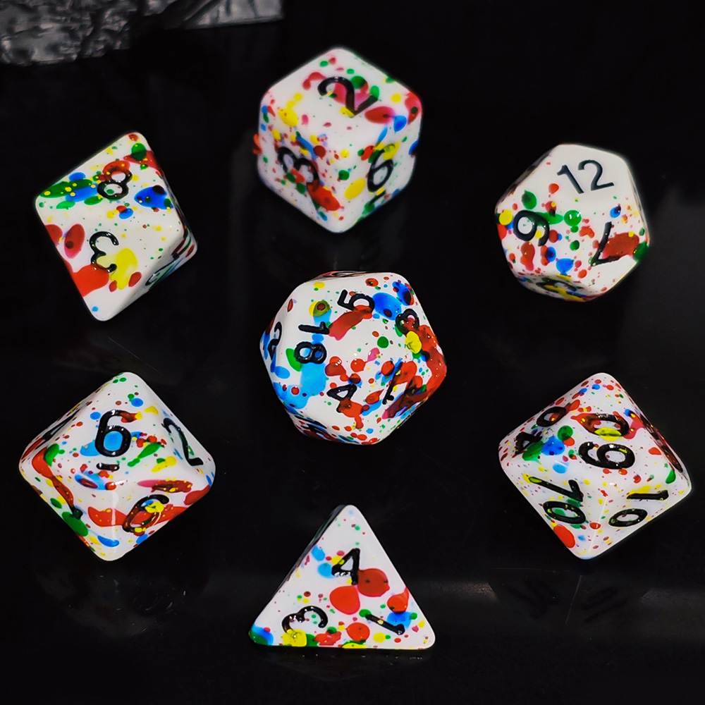 Dice Set Polyhedral - Set di Dadi con Effetto Schizzi