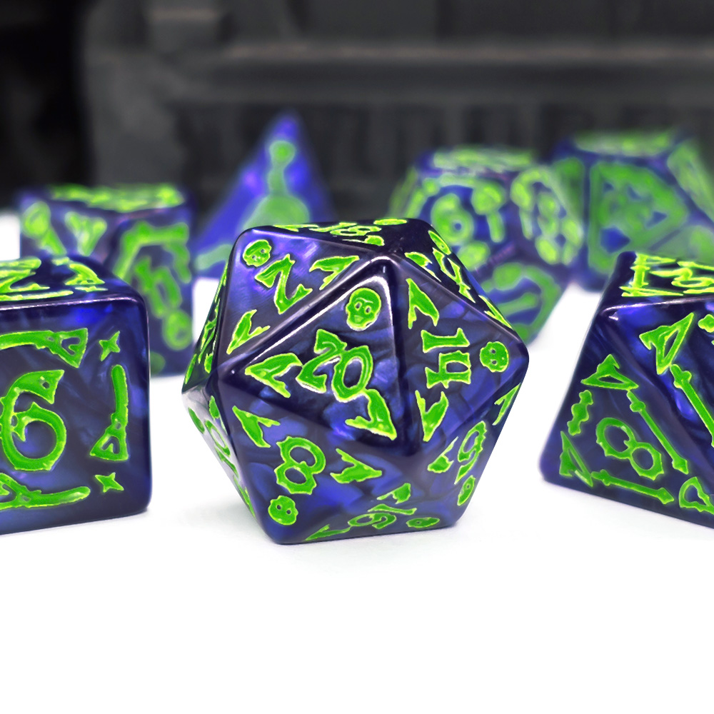 Dice Set Polyhedral - Set di Dadi Cthulhu Blu Scuro