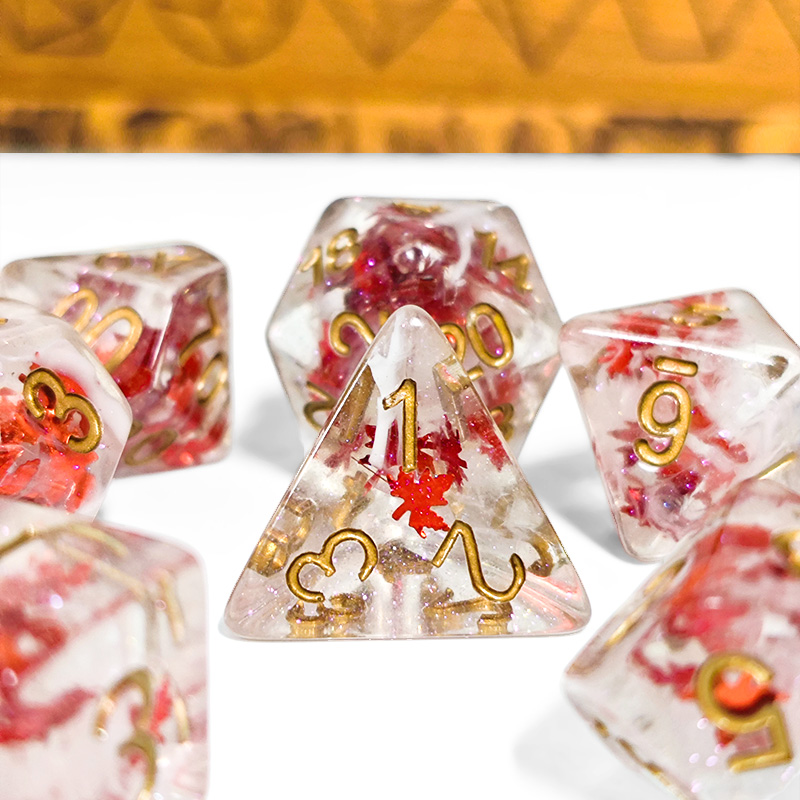 Dice Set Polyhedral - 7PCS DND Dadi Resina Trasparente Autunno
